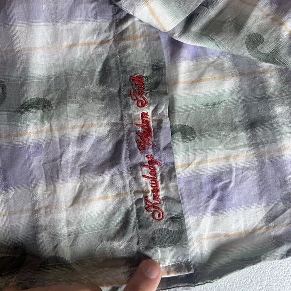 Robert Graham Men's Sz S Long Sleeve White Green Paisley Plaid Button Up Shirt - Picture 8 of 11